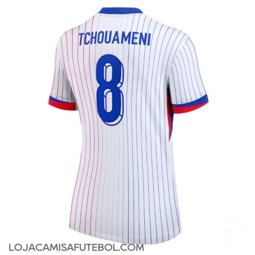 Camisa de Futebol França Aurelien Tchouameni #8 Equipamento Secundário Mulheres Europeu 2024 Manga Curta